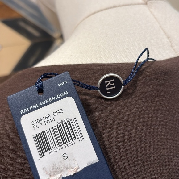 Ralph Lauren V-Neck Jersey Wool Modal Dark Brown Short Sleeve Dress Small NWT - Picture 6 of 10